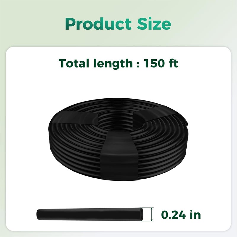 SPONDWILD 150 Ft 1/4 Inch Blank Distribution Tubing - UV Protected Flexible Black Drip Hose, Universal for Garden, Potted Plants & Veggie Beds, Fits Standard Drip Components - Image 2
